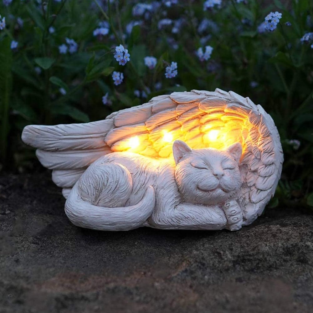Fund 30 Meals for $30 and get this FREE Forever My Guardian Angel Cat Garden Solar Light