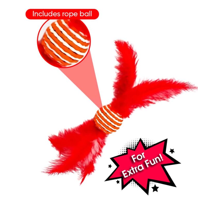 Double FeatherPaw Paper Ball Red- Interactive & Fun For Your Kitty