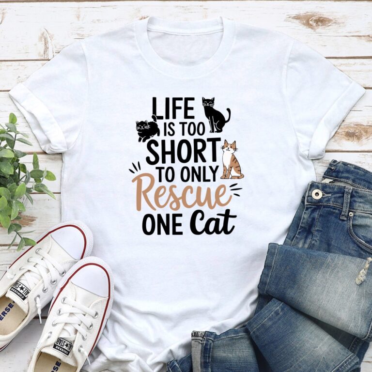 Life Is Too Short To Rescue Only One Cat Standard Tee White