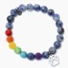 STRĀ Cat Beaded Bracelet- Rainbow Bridge Blue Spot Jasper & Crystal Stone- Donates 10 Meals to Help Feed Hungry Stray Cats