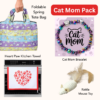 Cat Mom Package! Includes Folding Tote Bag, “Cat Mom” Beaded Bracelet, Cat Mouse Toy and Heart-Shaped Paw Kitchen Towel