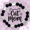 "Cat Mom" - Pearlized Kitten Beaded White & Black Bracelet