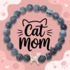 "Cat Mom" - STRĀ Cat Beaded Bracelet- Natural Dark Blue Fossil- Donates 10 Meals to Help Feed Hungry Stray Cats