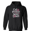Cat Mother; Wine Lover Hoodie Black
