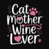 Cat Mother; Wine Lover Standard Tee Black - Image 2