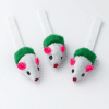 Set of 3 Catnip-Filled Plush Mice – Green & White Cat Toys - Image 2