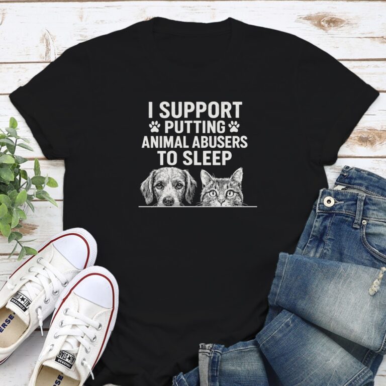 I Support Putting Animal Abusers To Sleep Faces Standard Tee Black