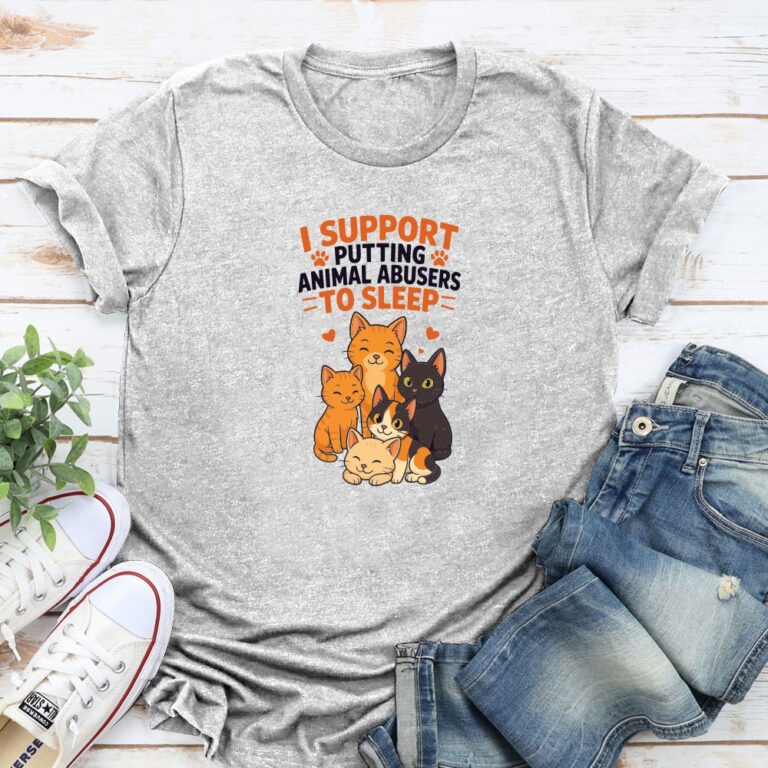 I Support Putting Animal Abusers To Sleep Cute Standard Tee Heather Grey