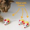 Set of 3 Catnip-Filled Plush Mice – Yellow & White Cat Toys