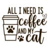 All I Need Is Coffee And My Cat Standard Tee White - Image 2