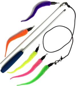 PET FIT for Life 5 PIECE SQUIGGLY Worm Wand CAT Toy