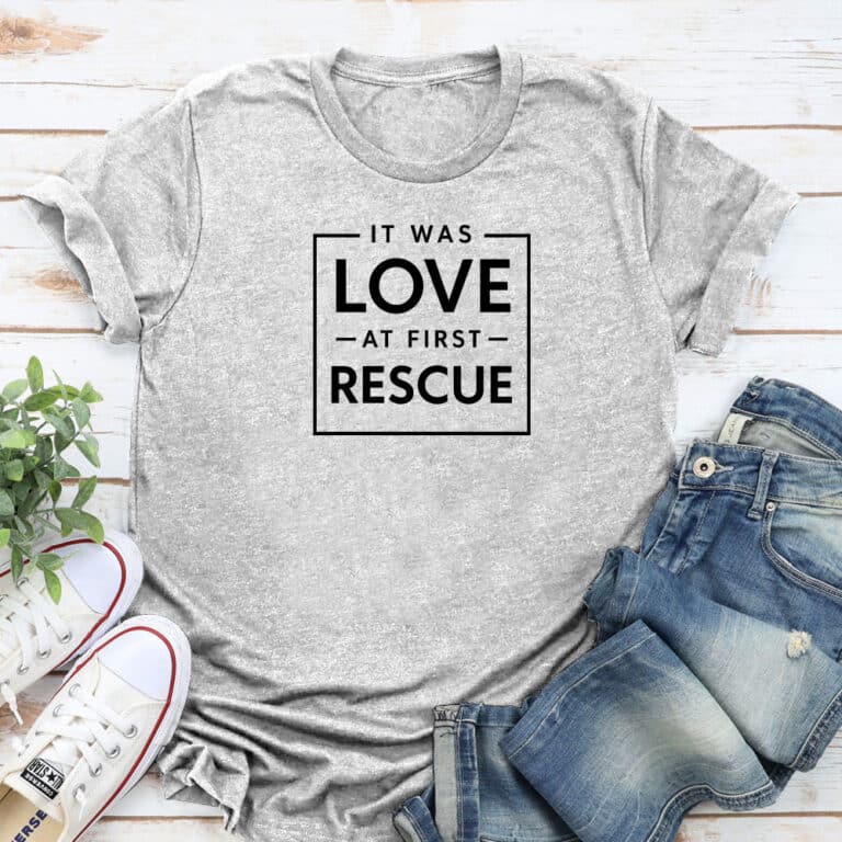 It Was Love At First Rescue Standard Tee Heather Grey