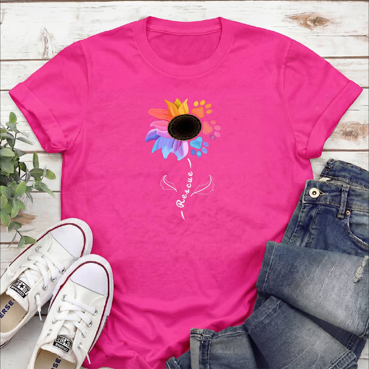 Second Chance Movement™ Rescue Flower Standard Tee Pink