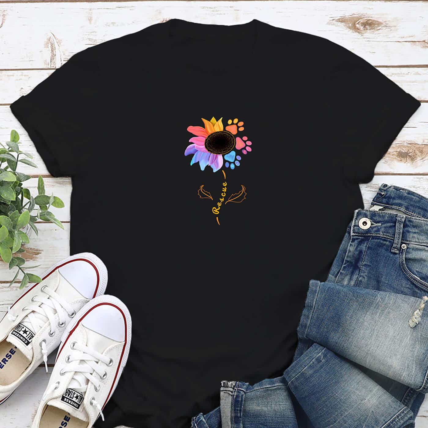 Rescue Flower Standard Tee Black