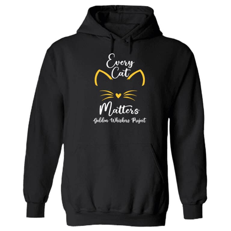 Golden Whiskers Project Every Cat Matters Hoodie Black - Help Save a Senior Cat