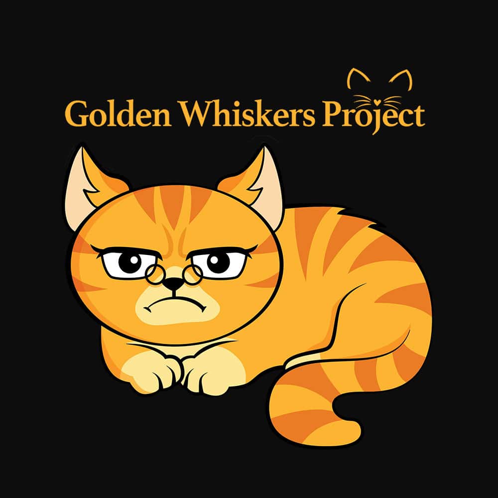 Golden Whiskers Project Grumpy Cat Standard Tee Black - Help Save a Senior Cat - Image 2
