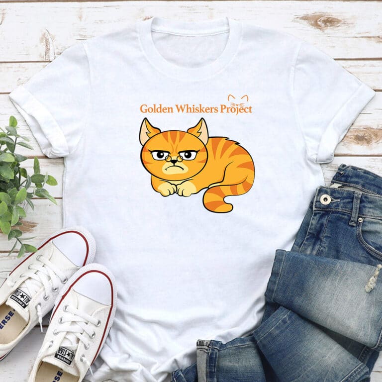 Golden Whiskers Project Grumpy Cat Standard Tee White - Help Save a Senior Cat