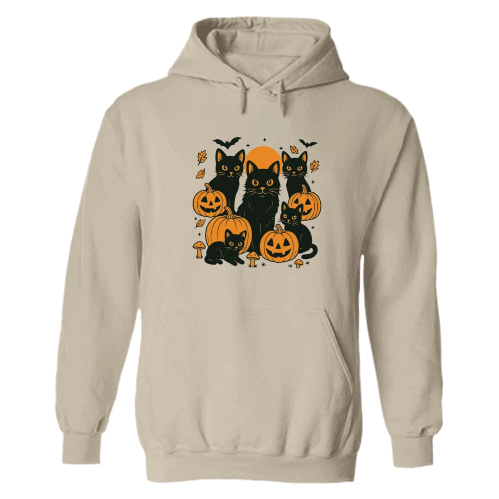 Halloween Pumpkin Kitties Hoodie Sand