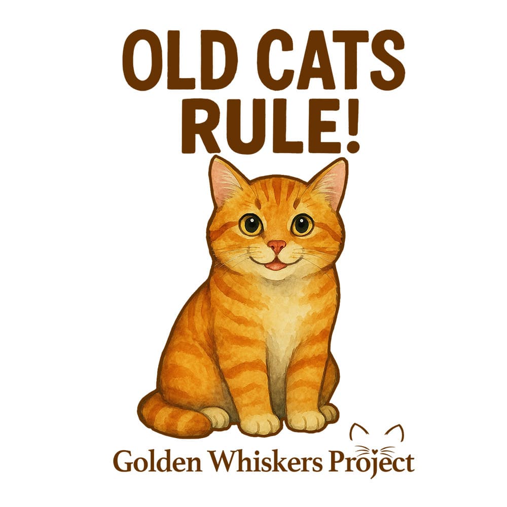 Golden Whiskers Project Old Cats Rule Standard Tee White - Help Save a Senior Cat - Image 2