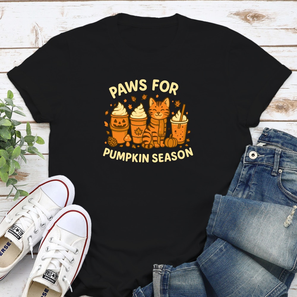 Paws For Pumpkin Season Standard Tee Black