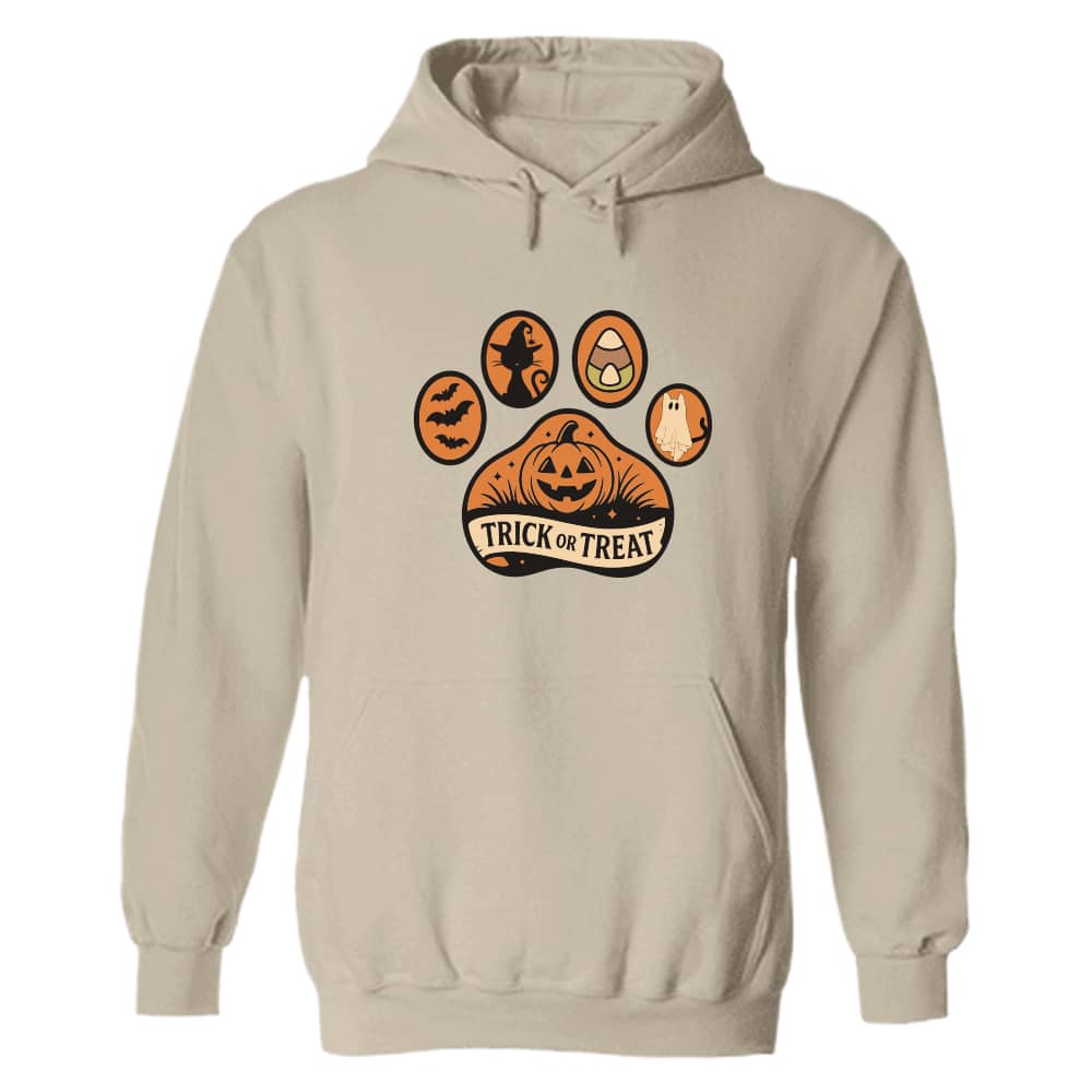 Trick Or Treat Paw  Hoodie Sand