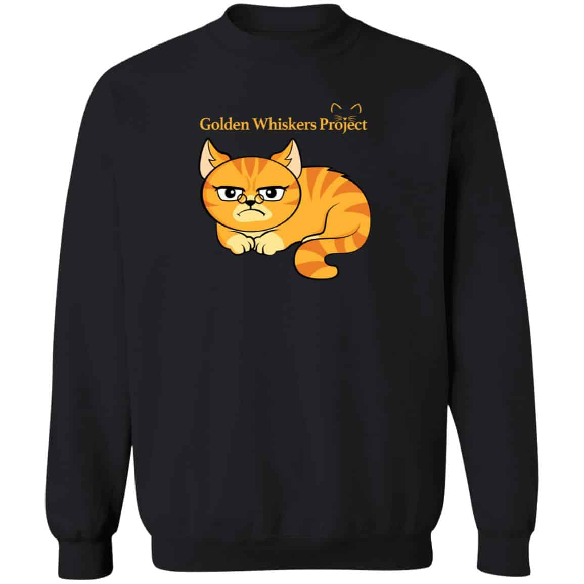 Golden Whiskers Project Grumpy Cat Sweatshirt Black - Help Save a Senior Cat