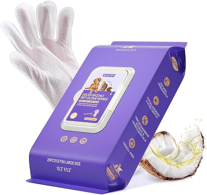 HICC PET Cleaning Deodorizing Glove Wipes for Dogs & Cats