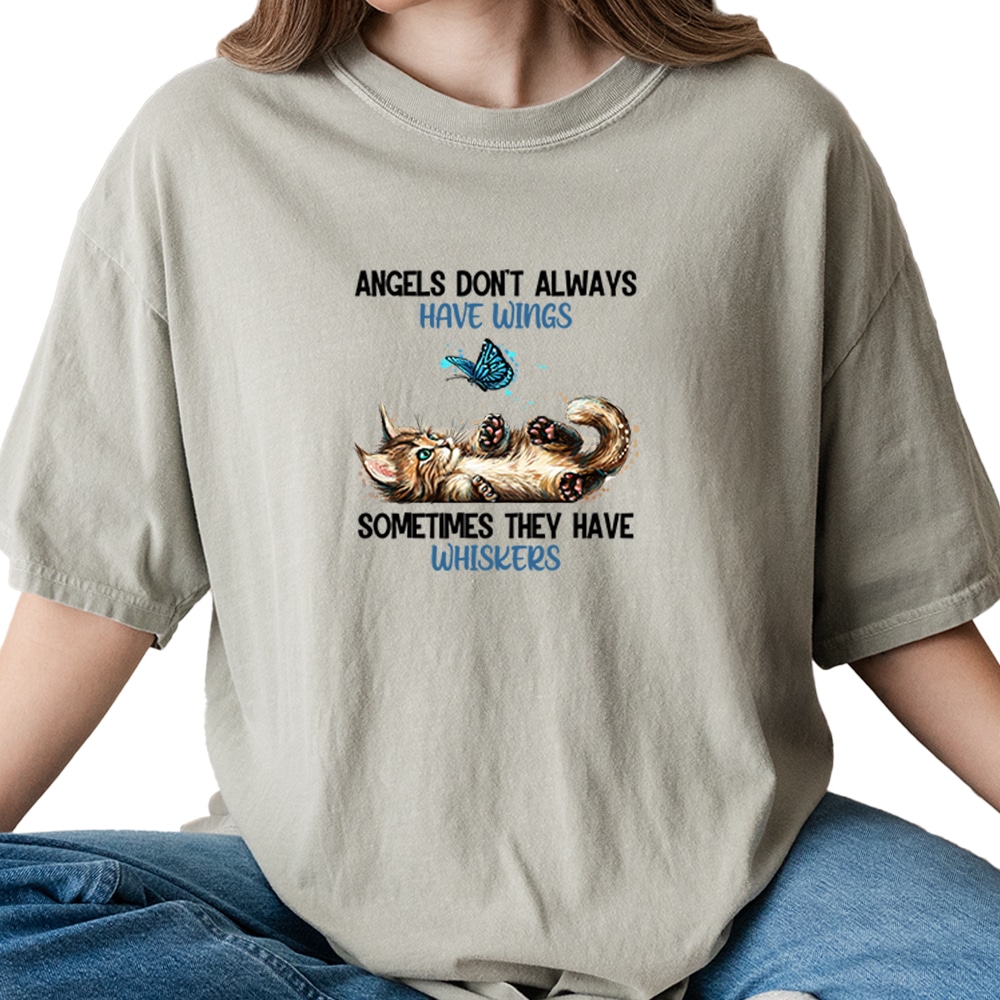 Comfort Colors Angels Don't Always Have Wings Vintage Washed Tee - Sandstone