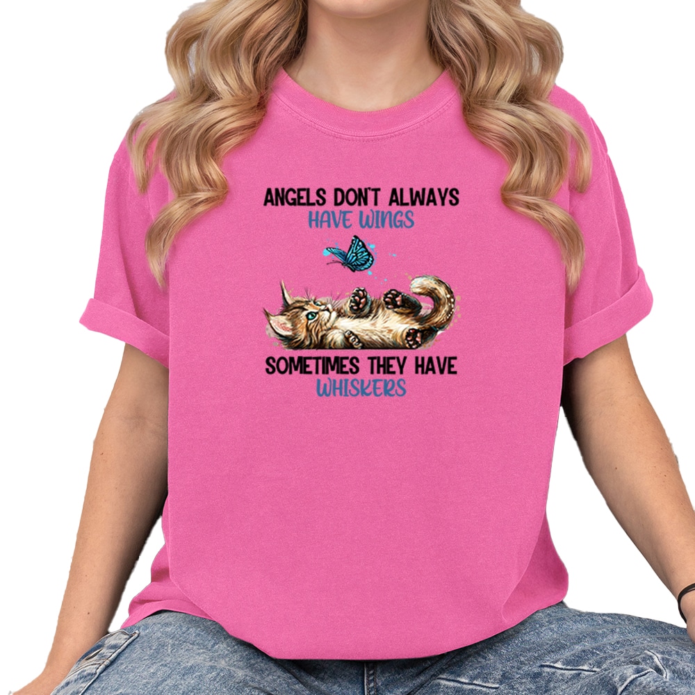 Comfort Colors Angels Don't Always Have Wings Vintage Washed Tee - Crunchberry