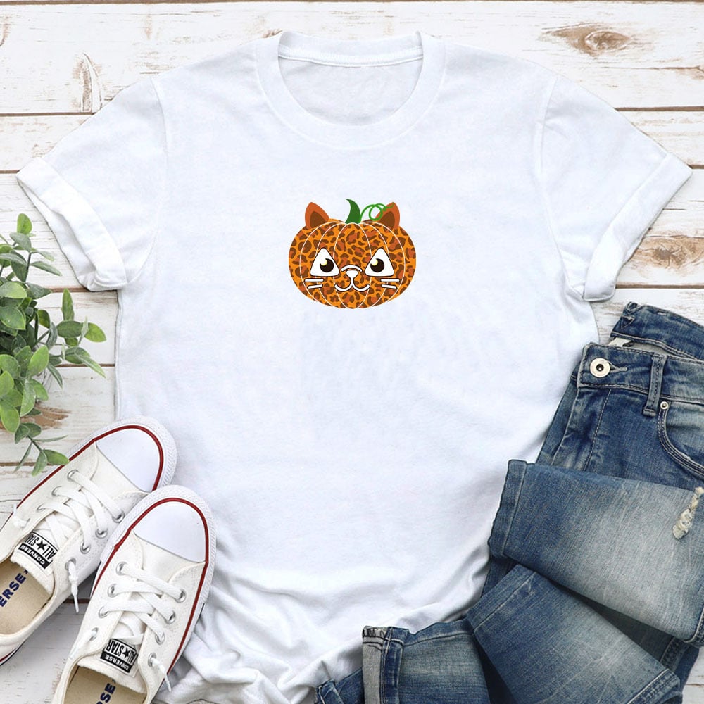 Kitty Pumpkin Head Standard Tee White