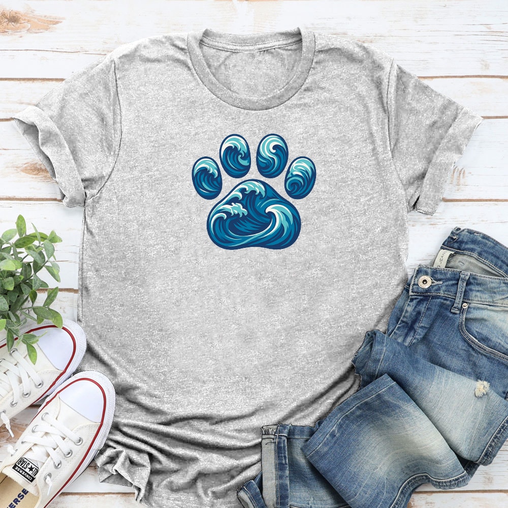 Paw Wave Standard Tee Heather Grey