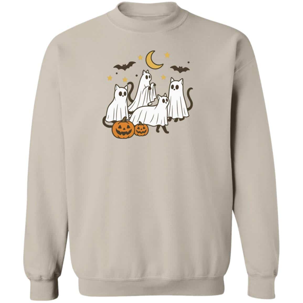 Spooky Ghost Cats Sweatshirt Sand