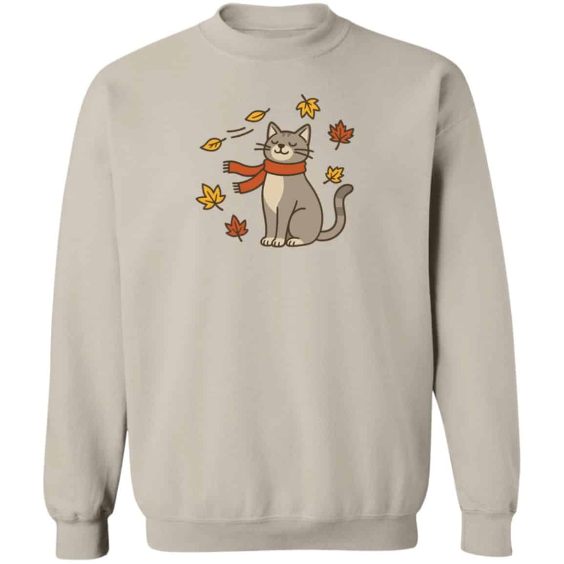 Autumn Leaves Cat Sweatshirt Sand