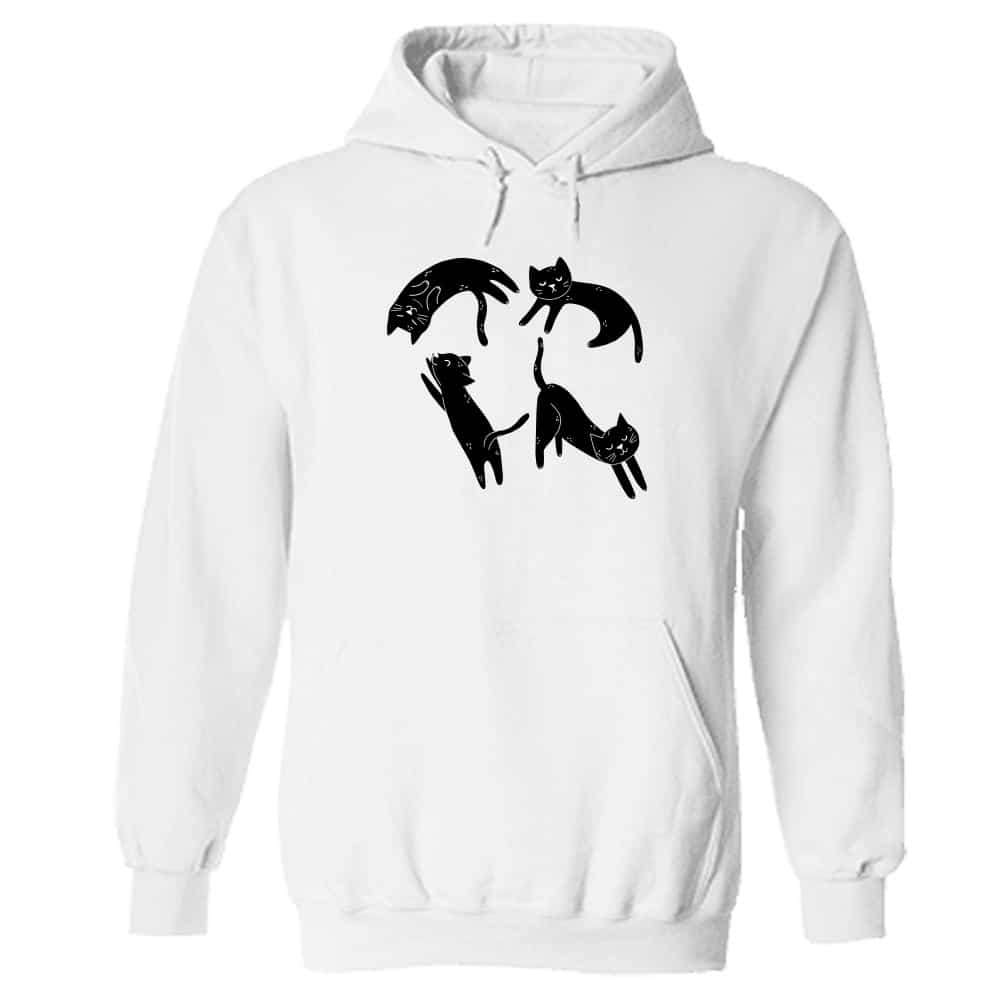 Four Black Cats Hoodie White