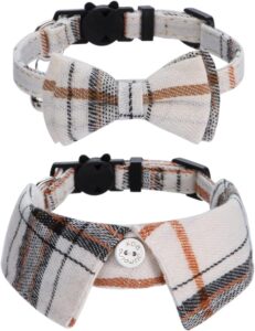 Faleela 2 Pack/Set Cat Collar with Cute Bow Tie and Bell