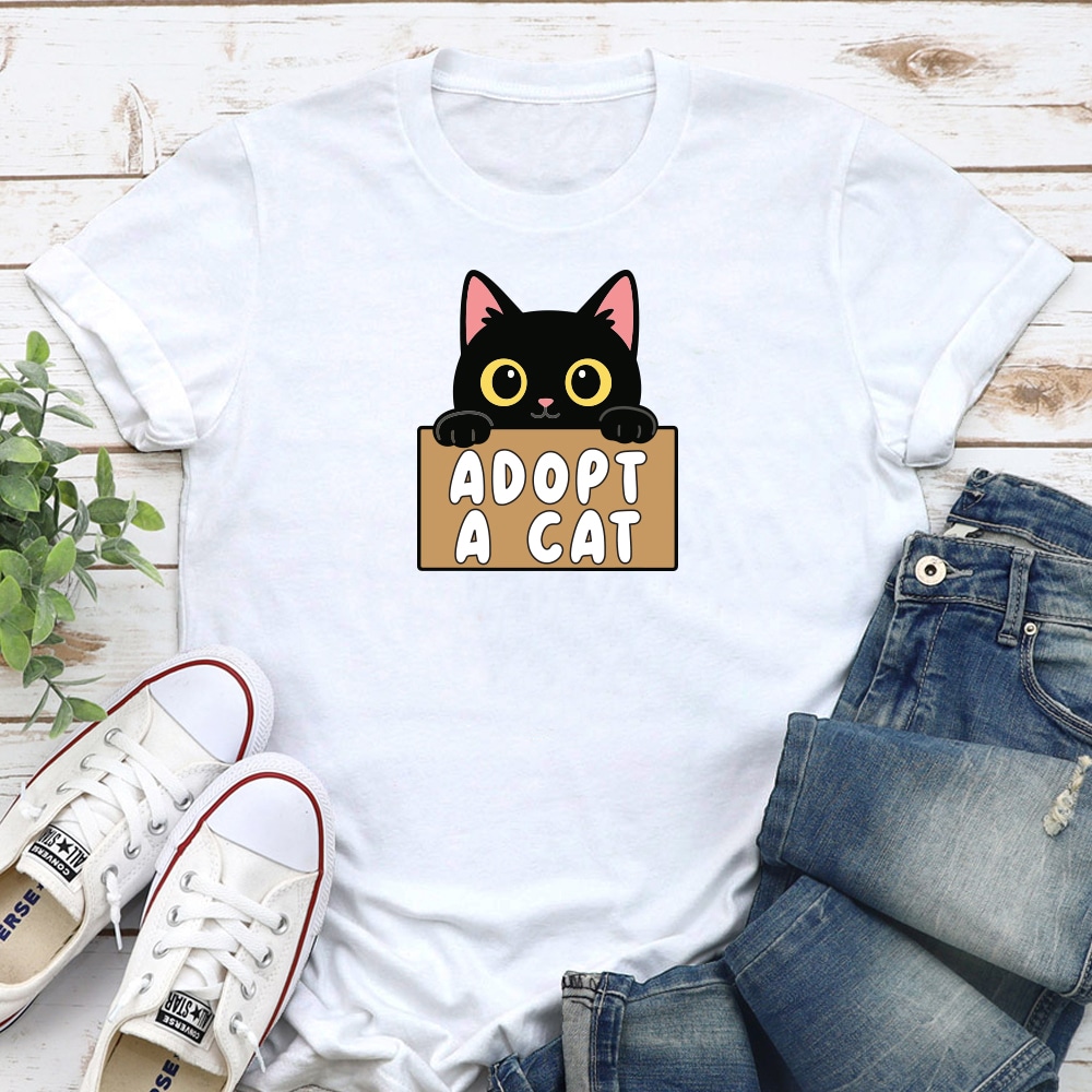 Adopt A Black Cat Standard Tee White