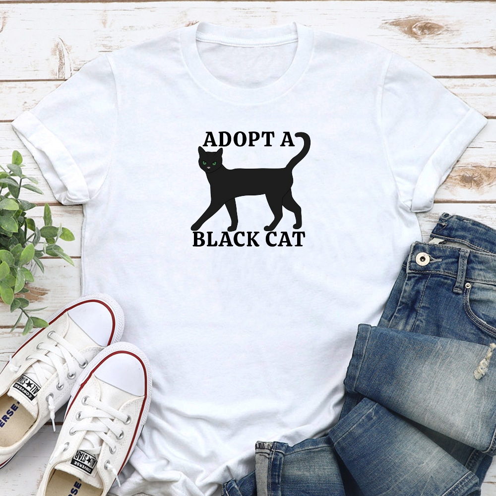 Adopt A Black Cat Standard Tee White