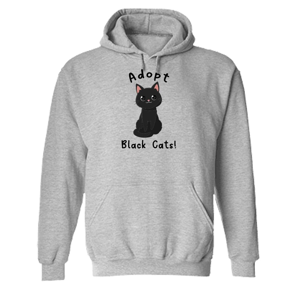 Adopt Black Cats Hoodie Heather Grey