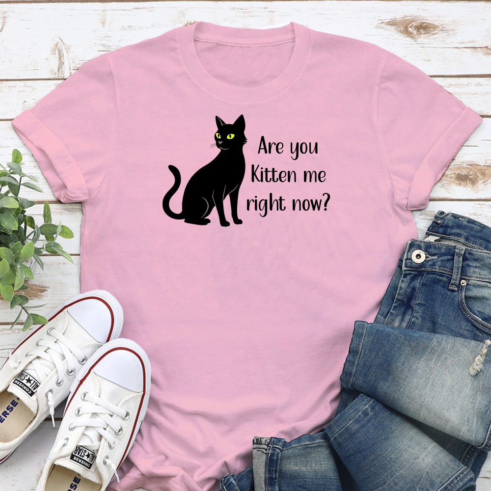 Are You Kitten Me Right Now? Standard Tee Light Pink