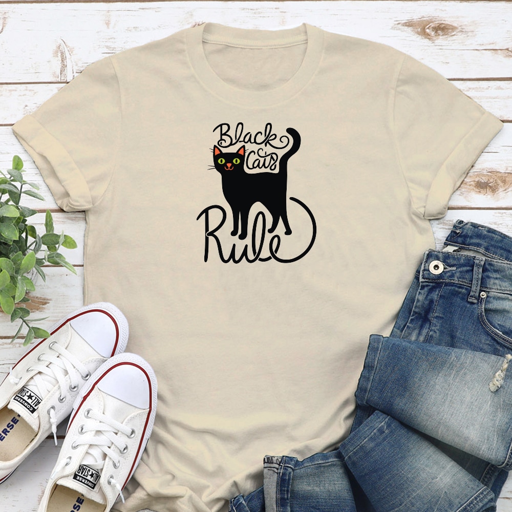 Black Cats Rule! Standard Tee Tan