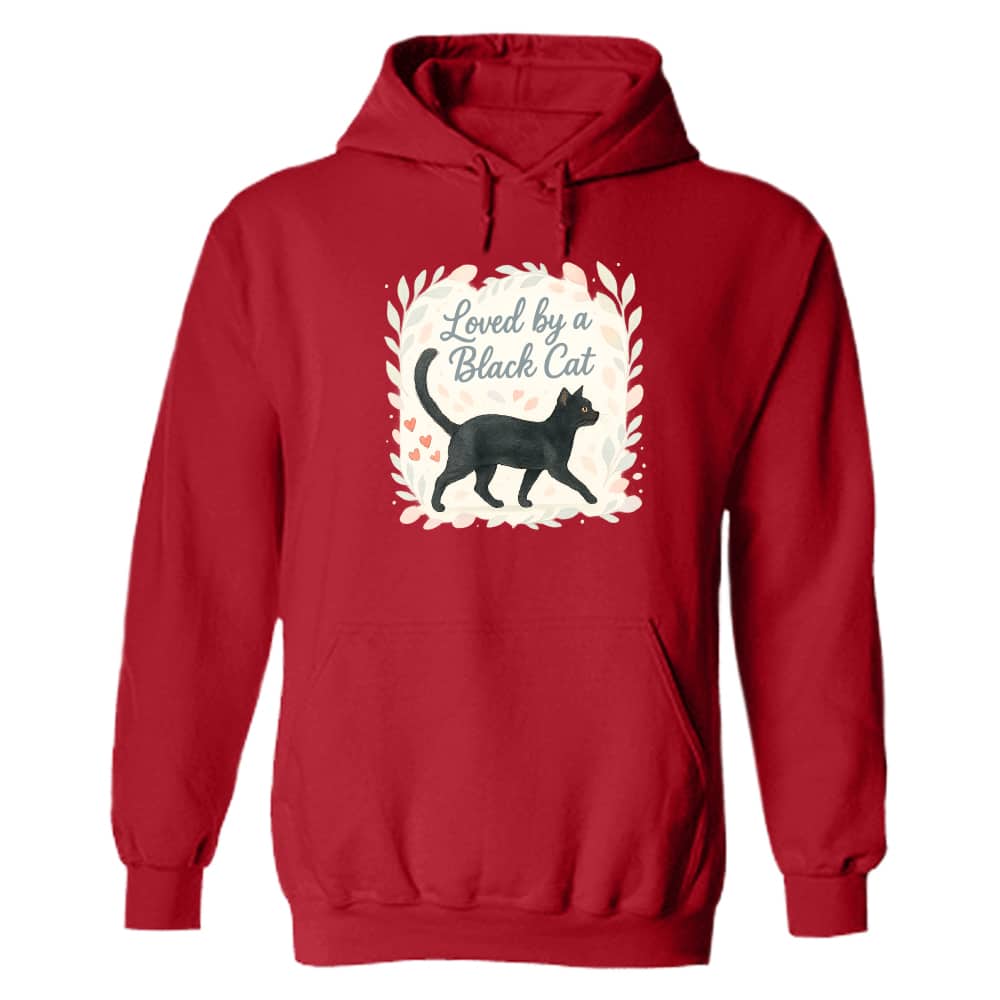 Loved By A Black Cat Hoodie Red