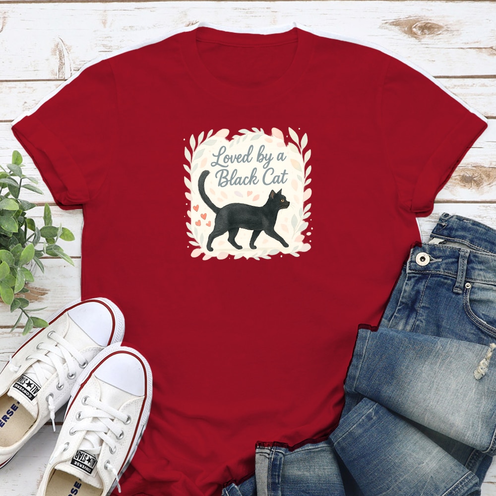 Loved By A Black Cat Standard Tee Red