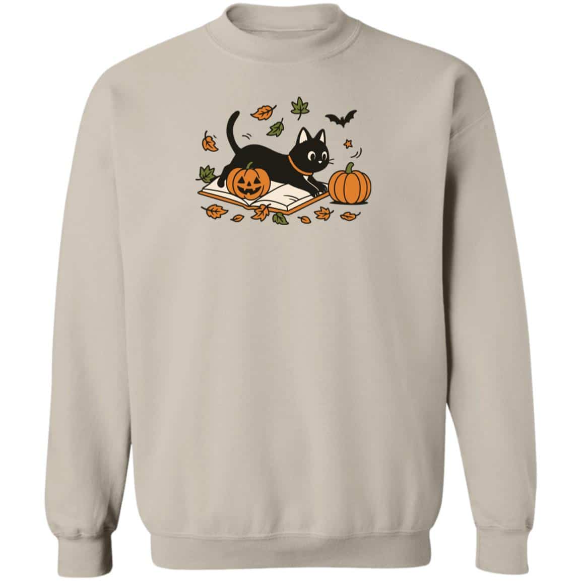 Playful Fall Kitty Sweatshirt Sand
