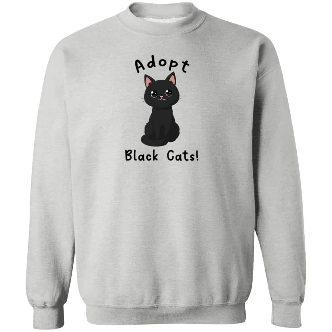 Adopt Black Cats Sweatshirt Heather Grey