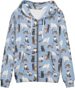 Zip Up Hoodie with Pocket Womens Hoodies for Fall Spring Streetwear Long Sleeve Tops