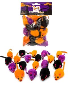 20 Halloween Colorful Furry Mice Cat Toys