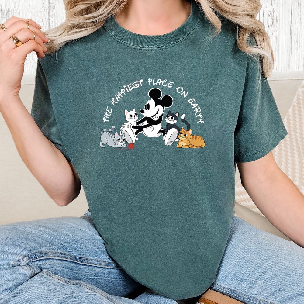Comfort Colors Happiest Place On Earth Vintage Washed Tee - Blue Spruce