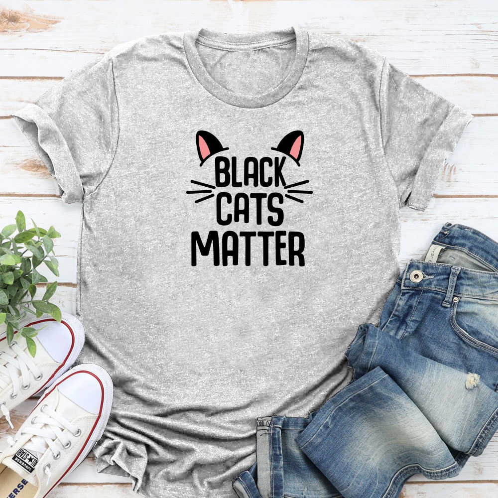 Black Cats Matter Cute Standard Tee Heather Grey