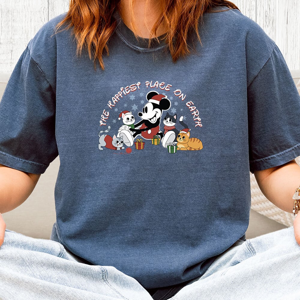 Comfort Colors Happiest Place On Earth Holiday Vintage Washed Tee - Denim