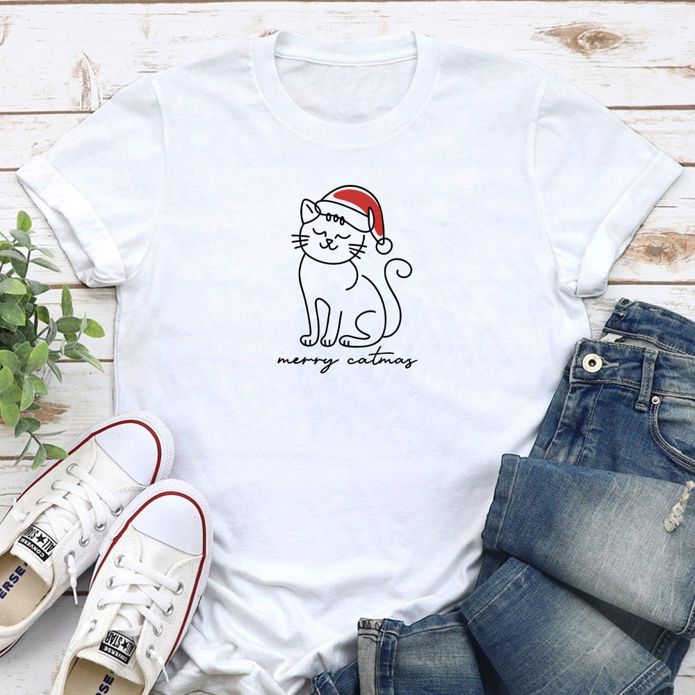 Merry Catmas Kitty Standard Tee White